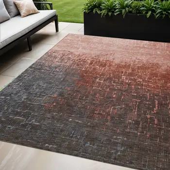 5' X 8' Blush And Dark Gray Ombre Washable Indoor Outdoor Area Rug