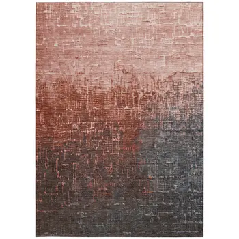 8' X 10' Blush And Dark Gray Ombre Washable Indoor Outdoor Area Rug