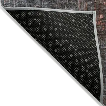 10' X 14' Blush And Dark Gray Ombre Washable Indoor Outdoor Area Rug