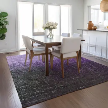 5' X 8' Purple And Dark Gray Ombre Washable Indoor Outdoor Area Rug