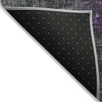 8' Purple And Dark Gray Round Ombre Washable Indoor Outdoor Area Rug