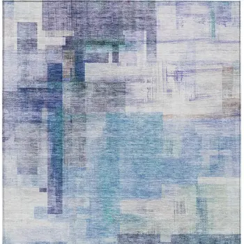 8' X 10' Blue Ivory And Gray Abstract Washable Indoor Outdoor Area Rug