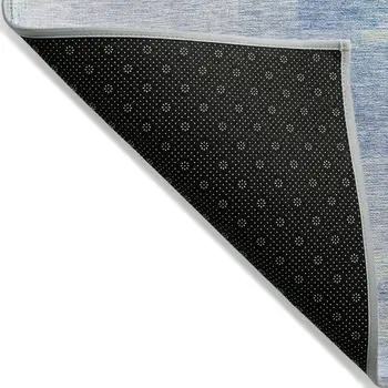 8' X 10' Blue Ivory And Gray Abstract Washable Indoor Outdoor Area Rug