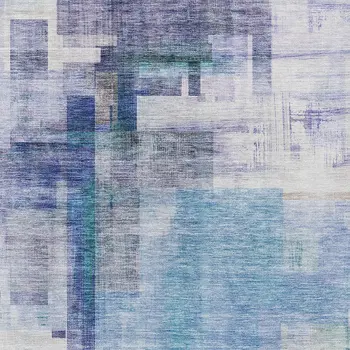 8' X 10' Blue Ivory And Gray Abstract Washable Indoor Outdoor Area Rug