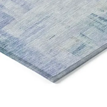 9' X 12' Blue Ivory And Gray Abstract Washable Indoor Outdoor Area Rug