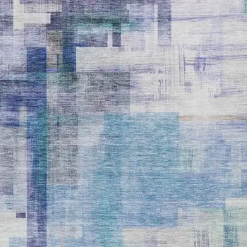 10' X 14' Blue Ivory And Gray Abstract Washable Indoor Outdoor Area Rug