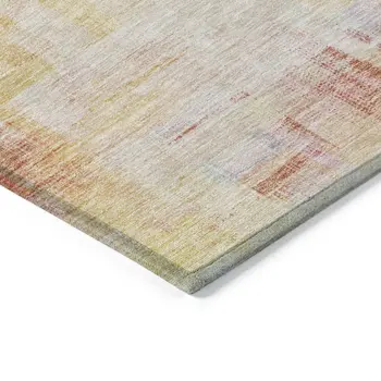 3' X 5' Coral Blue And Green Abstract Washable Indoor Outdoor Area Rug