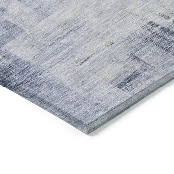3' X 5' Denim Blue And Ivory Abstract Washable Indoor Outdoor Area Rug