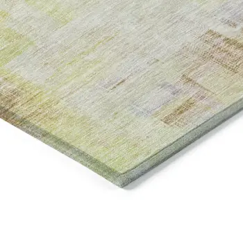 9' X 12' Green Yellow And Purple Abstract Washable Indoor Outdoor Area Rug