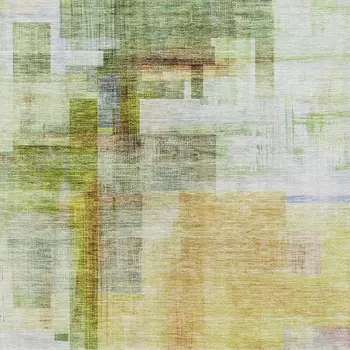 9' X 12' Green Yellow And Purple Abstract Washable Indoor Outdoor Area Rug