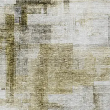 9' X 12' Taupe And Ivory Abstract Washable Indoor Outdoor Area Rug