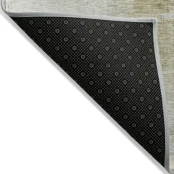 10' X 14' Taupe And Ivory Abstract Washable Indoor Outdoor Area Rug