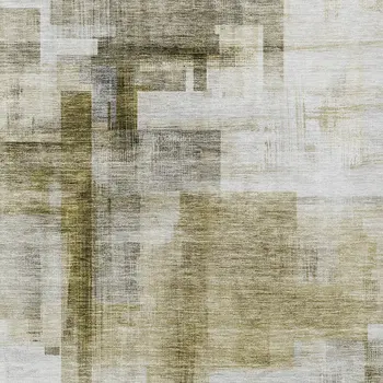 10' X 14' Taupe And Ivory Abstract Washable Indoor Outdoor Area Rug