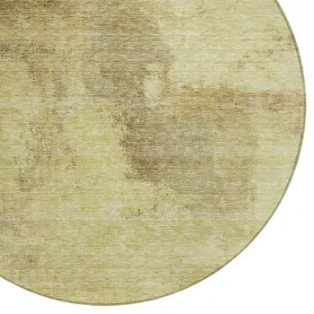 8' Brown And Light Yellow Round Abstract Washable Indoor Outdoor Area Rug