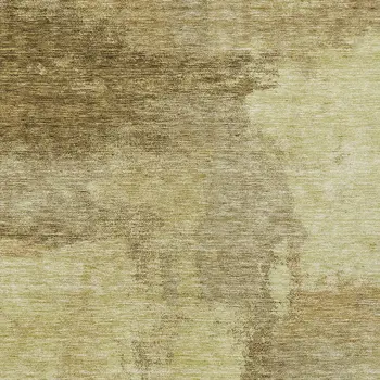 9' X 12' Brown And Light Yellow Abstract Washable Indoor Outdoor Area Rug