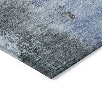 5' X 8' Blue Gray And Dark Brown Abstract Washable Indoor Outdoor Area Rug