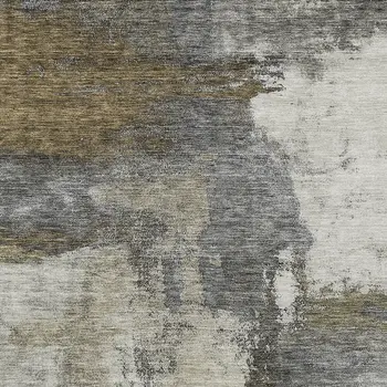 5' X 8' Gray Brown And Ivory Abstract Washable Indoor Outdoor Area Rug