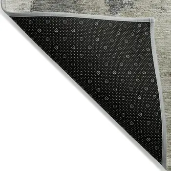 8' Gray Brown And Ivory Round Abstract Washable Indoor Outdoor Area Rug