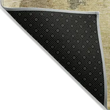 8' Sage Brown And Beige Round Abstract Washable Indoor Outdoor Area Rug