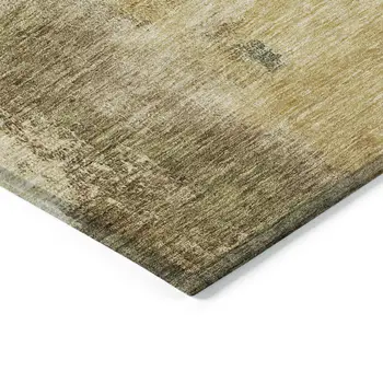8' Sage Brown And Beige Round Abstract Washable Indoor Outdoor Area Rug