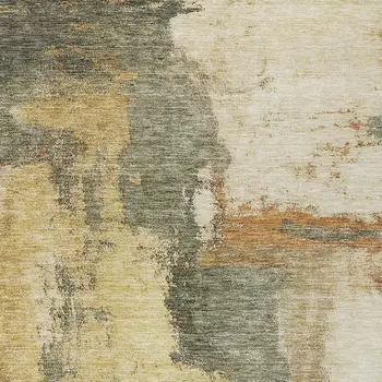 9' X 12' Sage Brown And Beige Abstract Washable Indoor Outdoor Area Rug