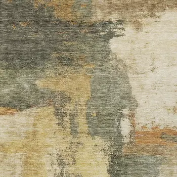 10' X 14' Sage Brown And Beige Abstract Washable Indoor Outdoor Area Rug