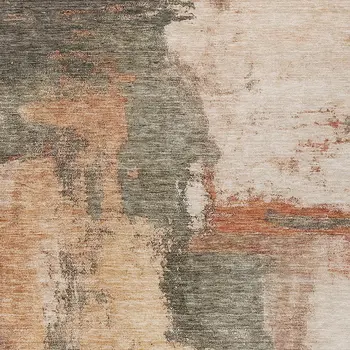 5' X 8' Terra Cotta Gray And Brown Abstract Washable Indoor Outdoor Area Rug