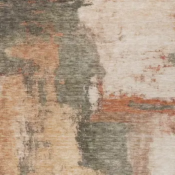 8' X 10' Terra Cotta Gray And Brown Abstract Washable Indoor Outdoor Area Rug