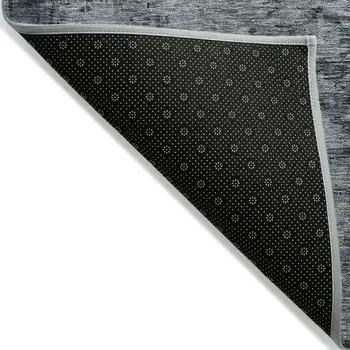 3' X 5' Blue Gray And Gold Abstract Washable Indoor Outdoor Area Rug