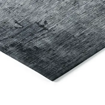 9' X 12' Blue Gray And Gold Abstract Washable Indoor Outdoor Area Rug