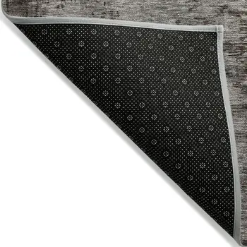 9' X 12' Chocolate Gray And Blue Abstract Washable Indoor Outdoor Area Rug