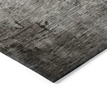 9' X 12' Chocolate Gray And Blue Abstract Washable Indoor Outdoor Area Rug