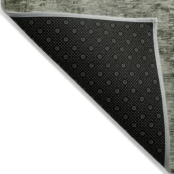 10' X 14' Fern Green Gold And Gray Abstract Washable Indoor Outdoor Area Rug