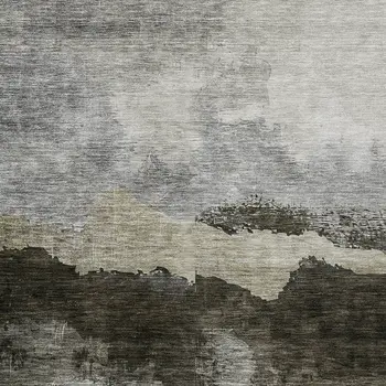 5' X 8' Taupe Gray And Black Abstract Washable Indoor Outdoor Area Rug