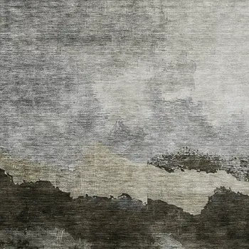 9' X 12' Taupe Gray And Black Abstract Washable Indoor Outdoor Area Rug