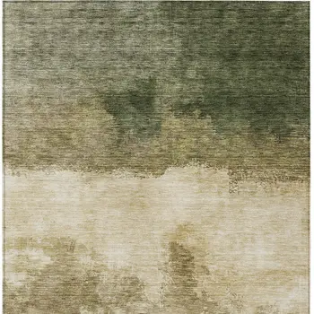 3' X 5' Fern Green And Beige Abstract Washable Indoor Outdoor Area Rug