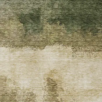 5' X 8' Fern Green And Beige Abstract Washable Indoor Outdoor Area Rug
