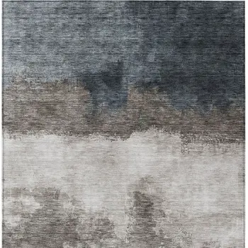5' X 8' Gray Black And Brown Abstract Washable Indoor Outdoor Area Rug