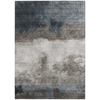 9' X 12' Gray Black And Brown Abstract Washable Indoor Outdoor Area Rug