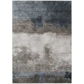 10' X 14' Gray Black And Brown Abstract Washable Indoor Outdoor Area Rug