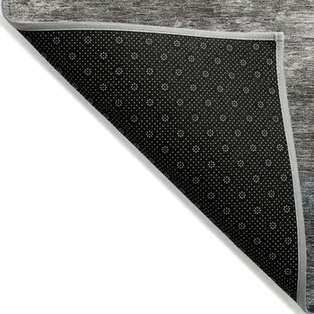 10' X 14' Gray Black And Brown Abstract Washable Indoor Outdoor Area Rug