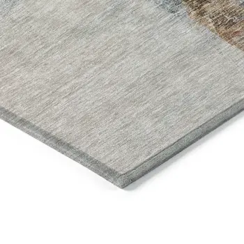 3' X 5' Taupe Black And Blue Abstract Washable Indoor Outdoor Area Rug