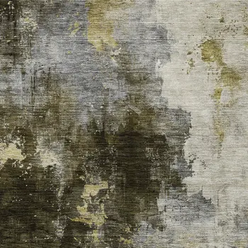 3' X 5' Brown Light Gray And Black Abstract Washable Indoor Outdoor Area Rug