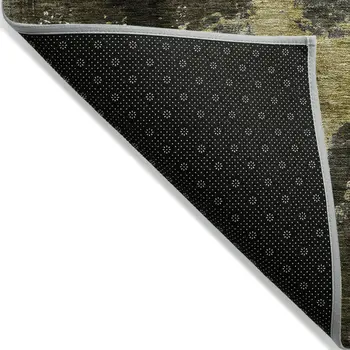 8' Brown Light Gray And Black Round Abstract Washable Indoor Outdoor Area Rug