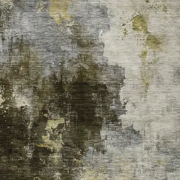 10' X 14' Brown Light Gray And Black Abstract Washable Indoor Outdoor Area Rug