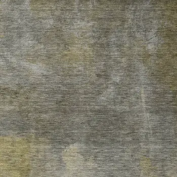 5' X 8' Pewter And Light Yellow Abstract Washable Indoor Outdoor Area Rug