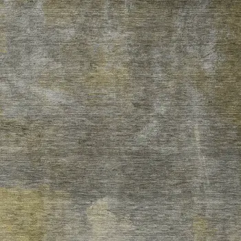 8' X 10' Pewter And Light Yellow Abstract Washable Indoor Outdoor Area Rug