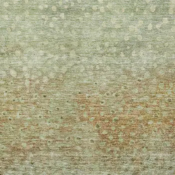 5' X 8' Artichoke Green Ivory And Brown Abstract Washable Indoor Outdoor Area Rug