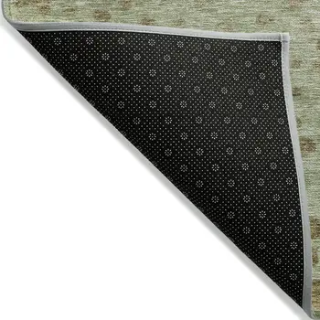 8' X 10' Artichoke Green Ivory And Brown Abstract Washable Indoor Outdoor Area Rug