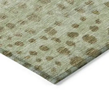 10' X 14' Artichoke Green Ivory And Brown Abstract Washable Indoor Outdoor Area Rug